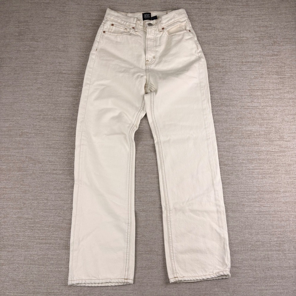 BDG Cowboy Jeans Womens 26 Cream High Rise Straight Leg Urban Outfitters Street